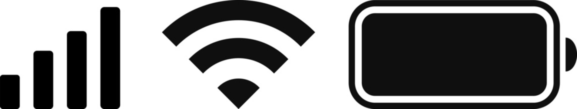 Phone ios notification bar. wifi signal icons. signal battery user interface sign