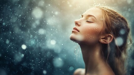 Contemplative Woman Walking in Rain: Embracing Solitude with Cinematic Lighting and Bokeh Effect