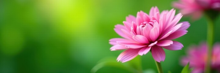 Delicate pink New York asters, soft focus green backdrop, garden, vibrant