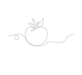 tomato vegetable continuous line drawing.white background,Tomato single line illustration,fresh tomato fruit vegetable line art,abstract red shaped single line tomato icon,