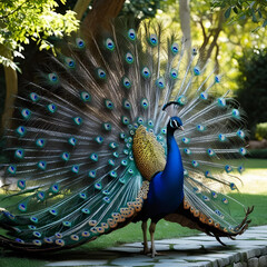 Obraz premium peacock with feathers out