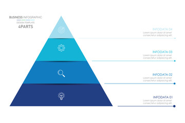 Business pyramid diagram infographic design 4 steps on white background