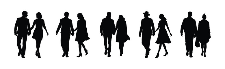 Elegant Silhouette of a Couple Walking Together in Style.