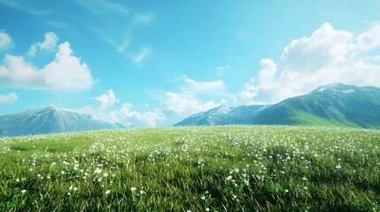 A fresh green field under a bright blue sky representing endless opportunities in 2025