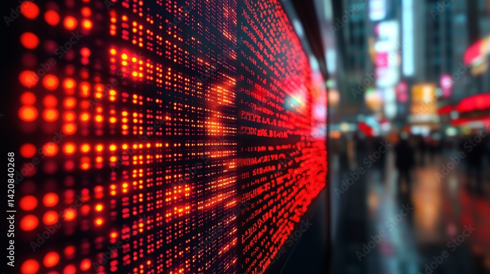 Aufkleber stock market data on led display, simple design with ample copy space