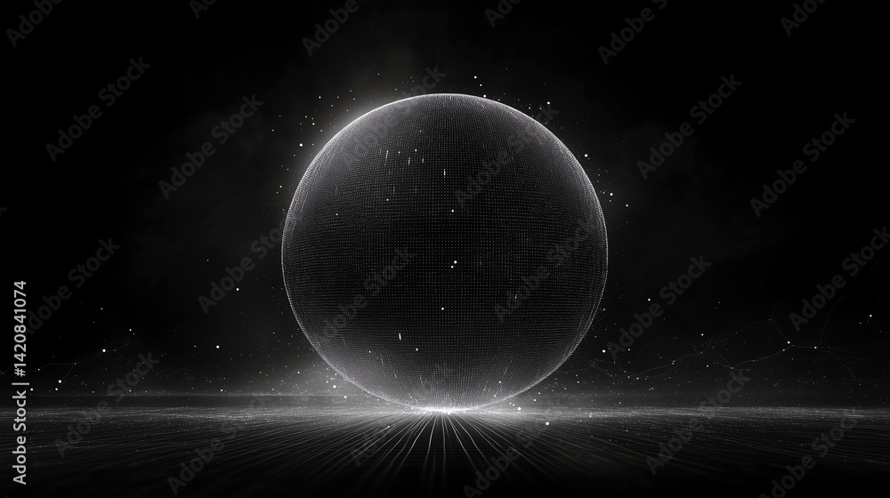 Poster hud wireframe mesh sphere, big data infographics design for science technology, minimalist style