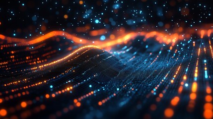 Obraz premium Futuristic Quantum Computing Illustration, Abstract AI Concept with Glowing Data Structures, Minimalist 3D Render