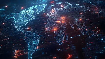 Fototapeta premium A glowing world map with digital connections symbolizing global opportunities for 2025