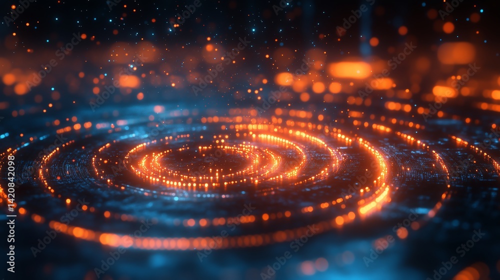 Aufkleber abstract 3d render of data flow in circle graph form with minimalistic design, big data technology v