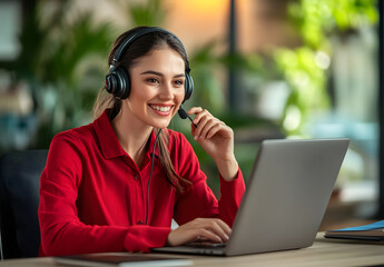 Young woman working remotely