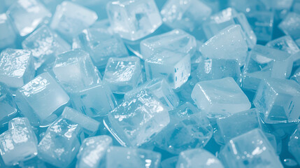 Obraz premium Close up view of ice cubes in a refreshing ice bath plunge pool for invigorating recovery