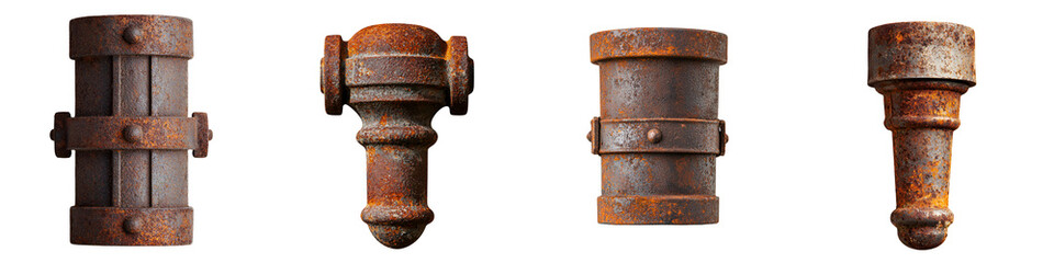 Rusty industrial metal parts and components.