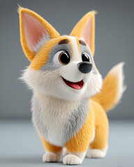 Obraz premium Adorable Cartoon Wels Corgi Puppy With Big Eyes and Expressive Cute Pose