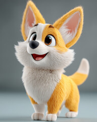 Obraz premium Adorable Cartoon Wels Corgi Puppy With Big Eyes and Expressive Cute Pose