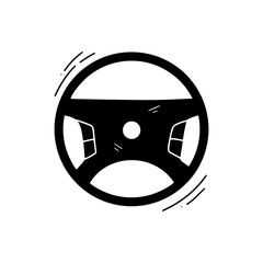 Hand Drawn Steering Wheel Illustration. Doodle Vector. Isolated on White Background - EPS 10 Vector