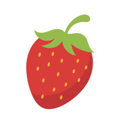 Obraz premium Strawberry fruit, vibrant red berry with green leaves, perfect for food blogs, packaging design, and summer themed projects. Fresh and colorful