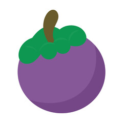 Mangosteen fruit surrounded by vibrant purple hues and green sepals, perfect for food and health related designs and backgrounds