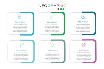Fototapeta premium modern infographics options banner whit 6 steps vector illustration