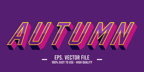 typography AUTUMN word art illustration, editable text effect, eps file format	