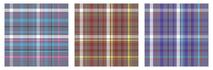 Fototapeta premium Three Vibrant Plaid Patterns for Design Inspiration