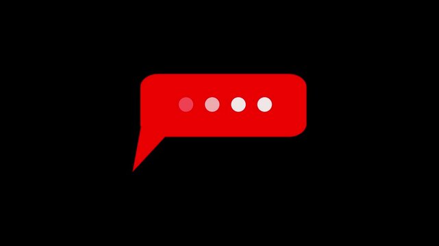 Message bubble typing animation on a white background. Chat message bubble icon.