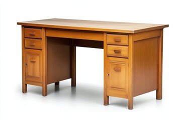 Study desk isolated over white with clipping path