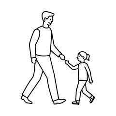 editable vector of a continuous line sketch showing family connection