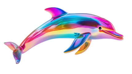Vibrant Shining Colorful Dolphin Illustration Isolated on White Background
