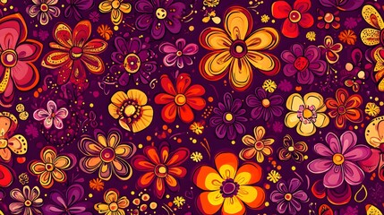 Vibrant Floral Pattern Design Seamless Texture Background