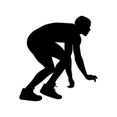 Silhouette of a wrestler in a crouched stance