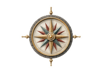 Vintage compass rose on transparent background. Navigation and exploration concept.