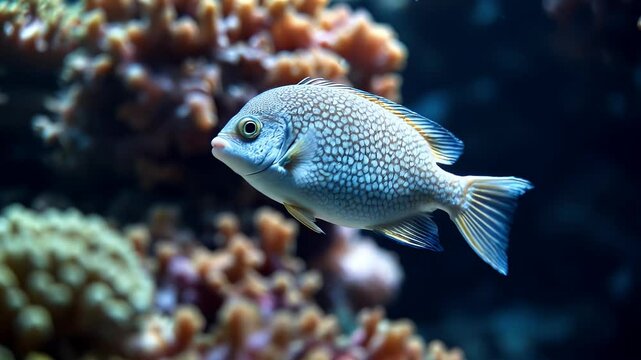Silver fish in Vibrant Coral Reef
