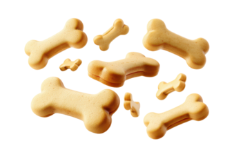 Dog bone treats on a transparent background. Concept of pet food, dog treats, and animal care.