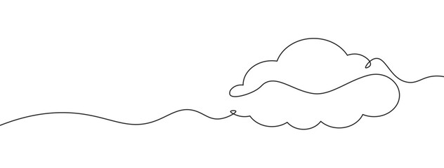 Cloud one line continuous drawing doodle design border vector
