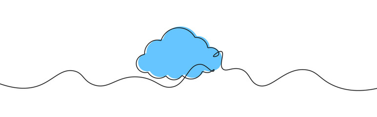 Blue cloud one line doodle illustration vector design