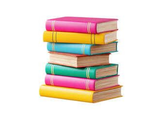 Stack of colorful books on a transparent background. Concept of education, reading, and knowledge.