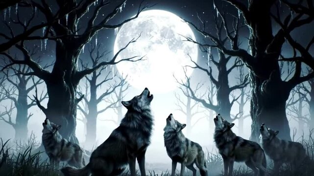 wolf howling at the moon