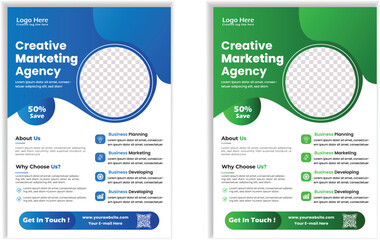 Creative Digital Marketing Agency Flyer Template, Corporate creative colorful business flyer template design set, abstract business flyer, vector template design or business poster template design