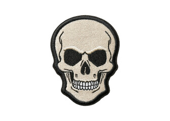 Fototapeta premium Embroidered skull patch on transparent background. Symbol of danger, death, and rebellion.