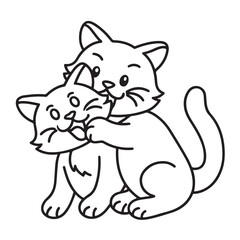 Cat moments meow life coloring pages, coloring book, line art, illustration, black & white, bold and easy coloring pages