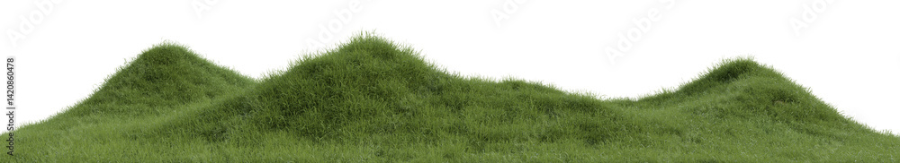 Aufkleber meadow and grassland mountain with isolated on transparent background - png file, 3d rendering illus