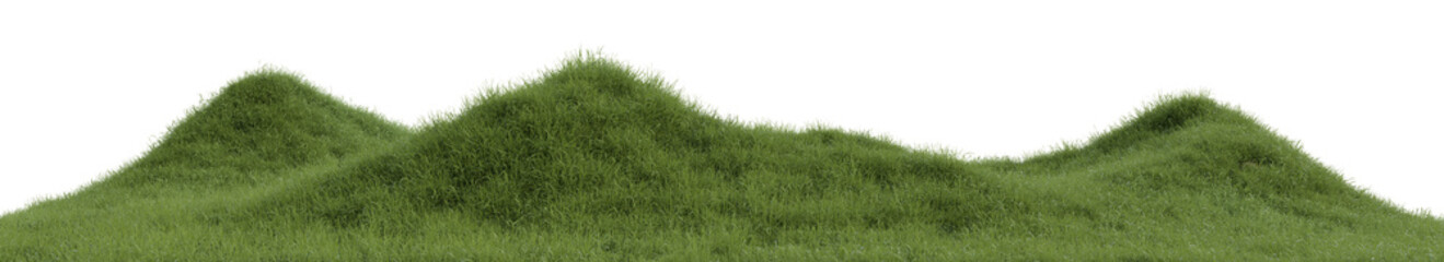 Meadow and Grassland mountain with isolated on transparent background - PNG file, 3D rendering illustration for create and design or etc