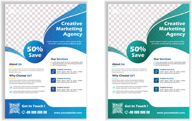 Creativel Digital Marketing Agency Flyer  or poster Design for Branding, Promotion & Online Growth, Colorful business flyer template design set.