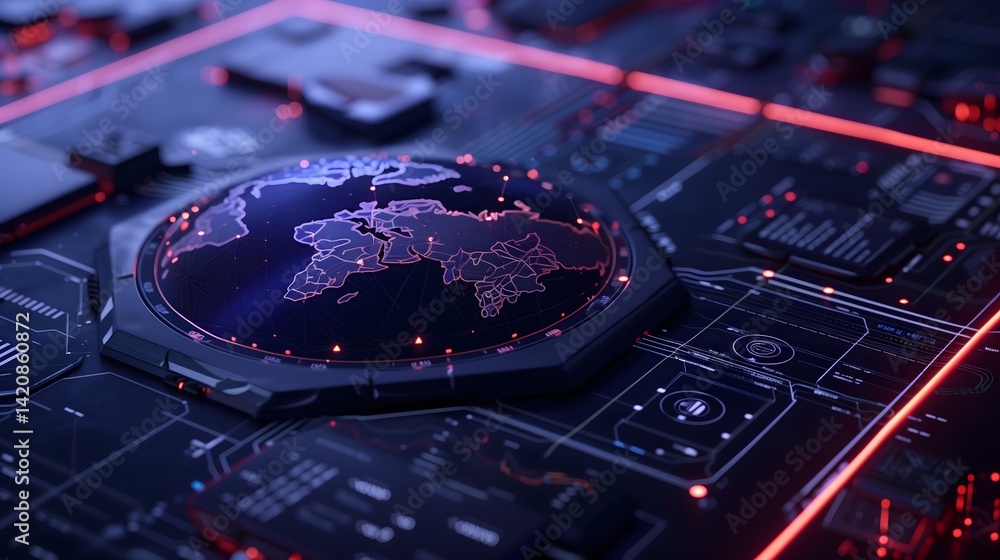 Aufkleber a digital finance hub concept with ar visualizations of real-time global transactions, glowing netwo