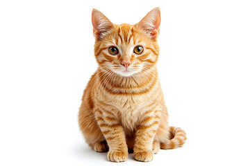 Obraz premium Adorable orange tabby kitten sitting on white background