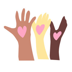 Obraz premium Hands with heart vlounteer Vector illustration