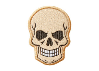 Fototapeta premium Embroidered skull patch on transparent background. Symbol of danger, death, and Halloween.