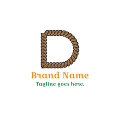 Modern Company Logo Design with Icon and Vector Symbol for Business Technology Concept. D letter Logo with rope effect. Very suitable for knitting, fabric, Thread, clothing industry.