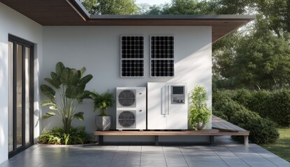 Sustainable Home: Solar Panels Powering Efficient Heat Pump System for Eco-Friendly Living