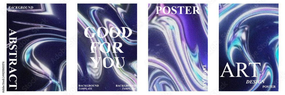 Aufkleber abstract poster set with wavy and textured grain effect. modern minimal design for creative backgrou